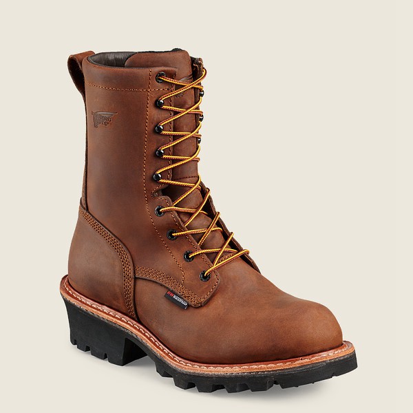 Mens Red Wing Loggermax - 9-inch Waterproof Soft Toe - Work Boots Brown - DHG973104